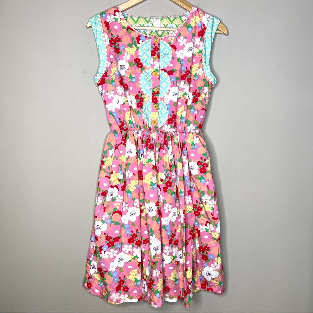 Matilda Jane Leah Dress Women Medium Shift Sleeveless Multicolor Floral Retro‎